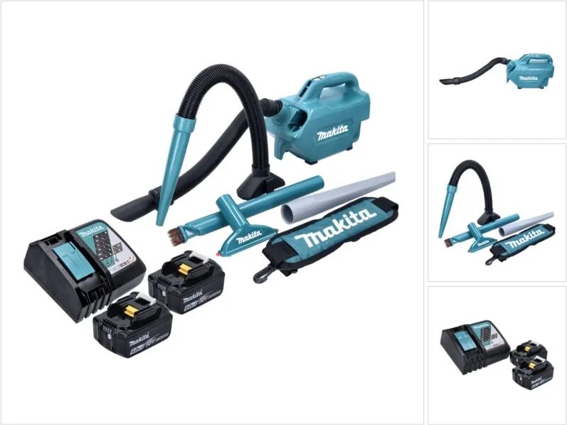 Dcl 184 rg Aspiratore a batteria 18 v - 54 mbar - 0,5 l + 2x Batterie 6,0 Ah + Caricabatterie - Makita