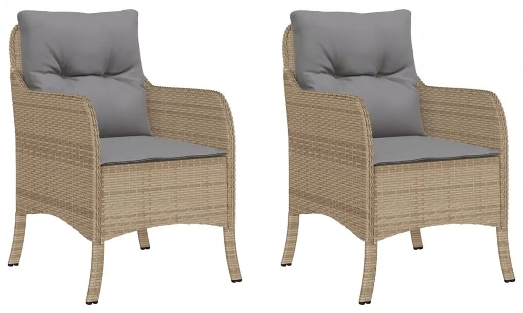 Sedie da giardino con cuscini 2 pz beige misto in polyrattan