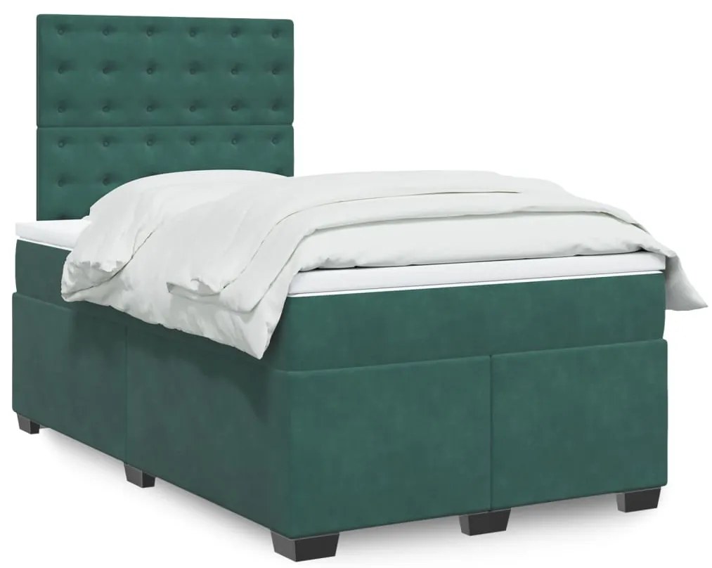 Giroletto A Molle Con Materasso Verde Scuro 120x200 Cm Velluto /