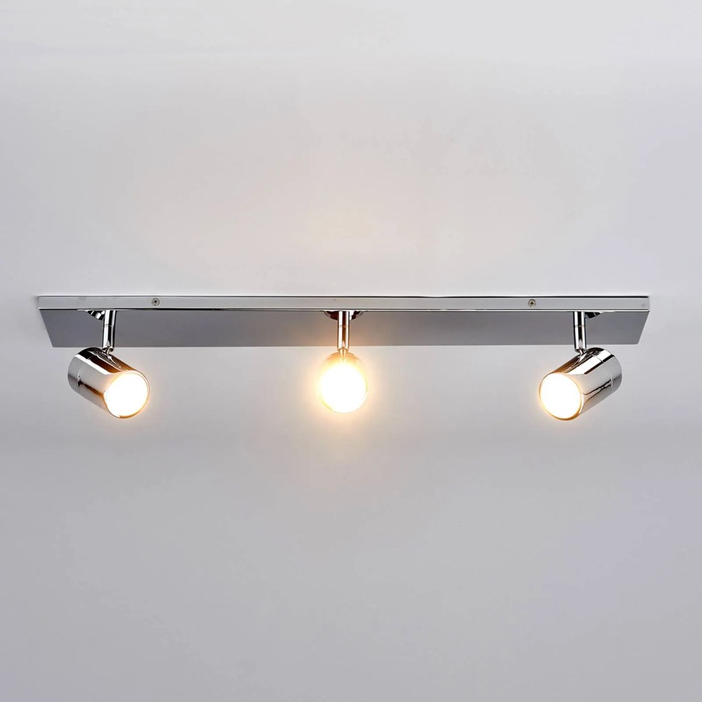 Lindby plafoniera per il bagno Dejan, 65 cm, a 3 luci, cromo, IP44
