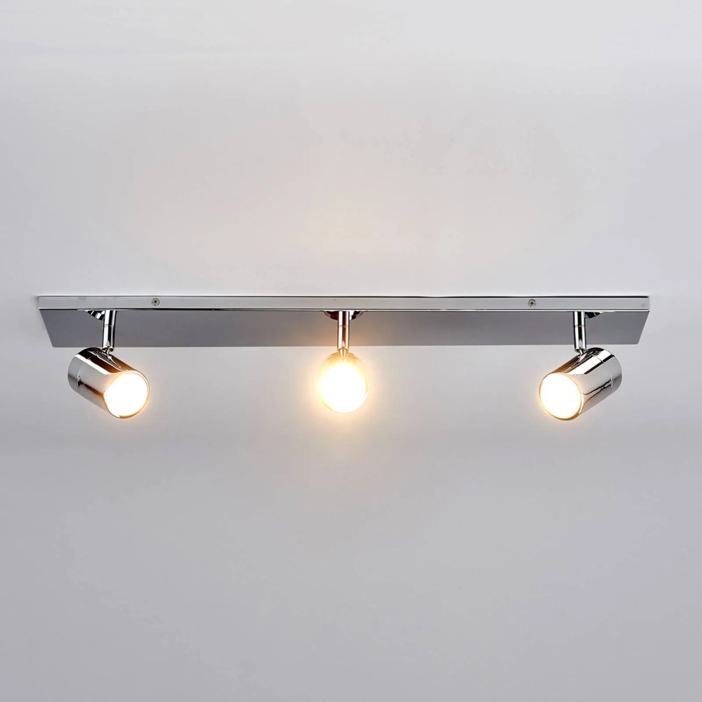 Plafoniera Lindby per il bagno Dejan, 65 cm, 3 luci, cromo