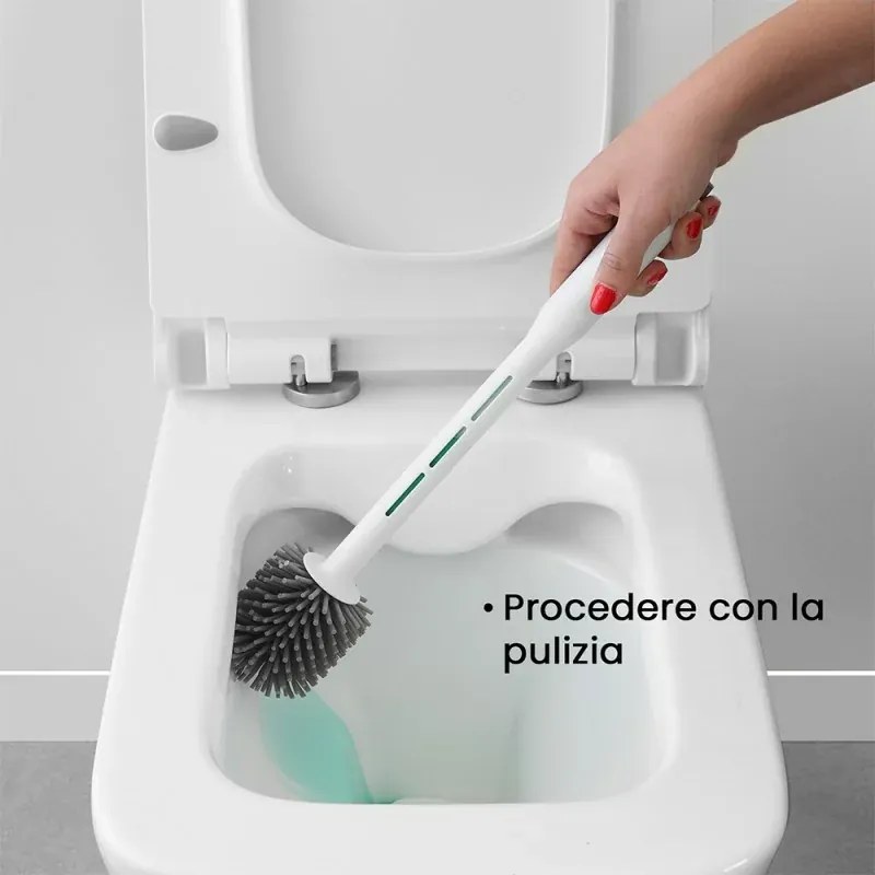 Portascopino con spazzola WC igienizzante in plastica bianca