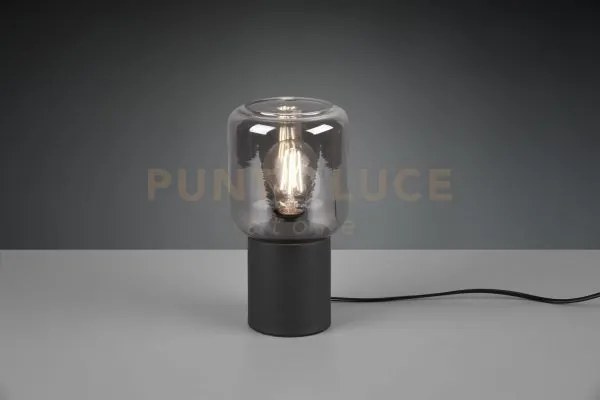 Nico lampada da tavolo vetro fume' base nero satinato h. 24cm 1 luc...