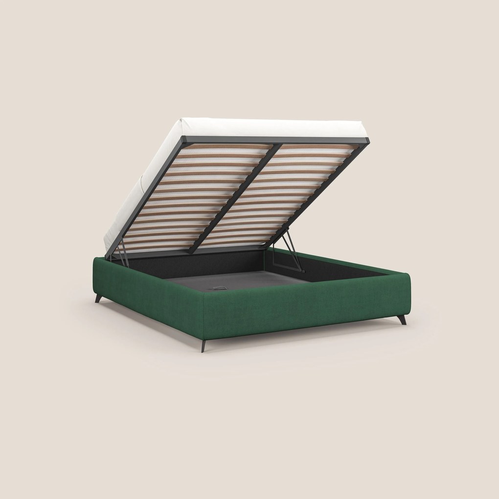 Sara sommier con giroletto contenitore in tessuto impermeabile T02 verde