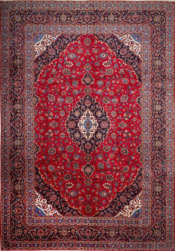 Kashan Tappeto persiano 410 x 280 Rosso (Iran) Annodato A Mano