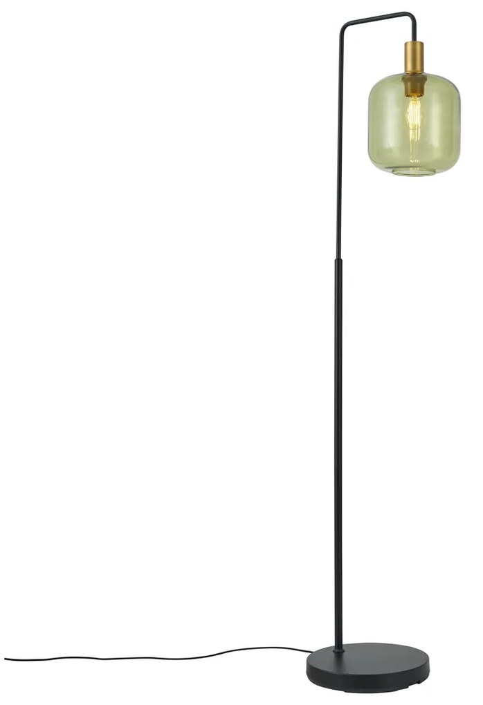 Lampada da terra Hotel Chic nera e oro con vetro verde - Zuzanna