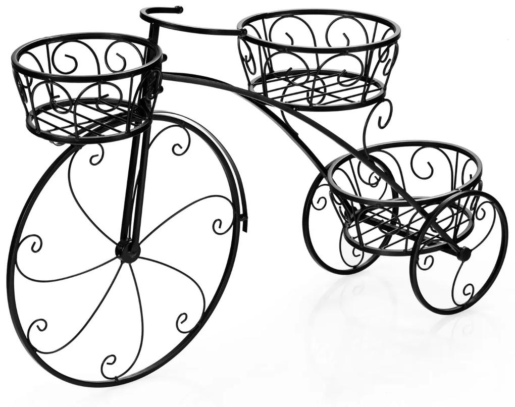 Costway Triciclo porta piante a 3 livelli con ruote decorative per interno ed esterno, Porta piante con 3 cesti cavi