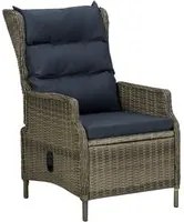 Sedia da Giardino Reclinabile con Cuscini in Polyrattan Marrone 313302