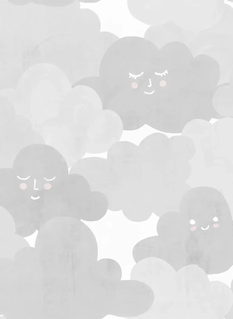 Rebel Walls Tapete Happy Clouds - Graphite