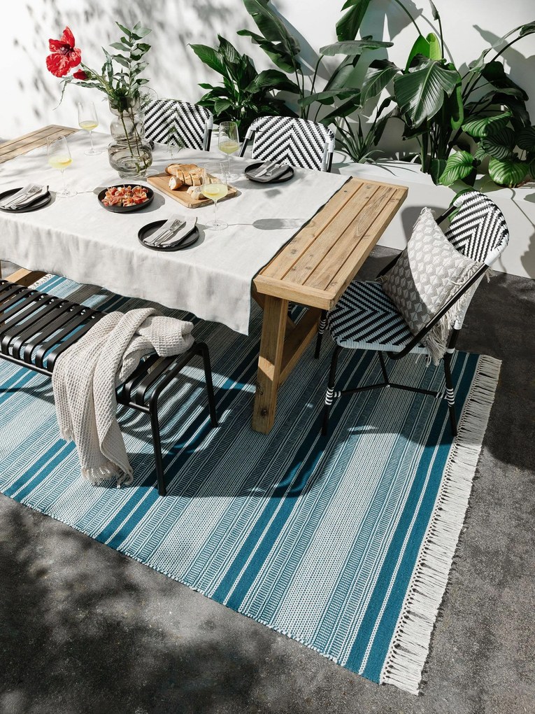 benuta Nest Tappeto per interno ed esterno Siena Petrol 160x230 cm - Tappeto outdoor per balcone, terrazzo e giardino