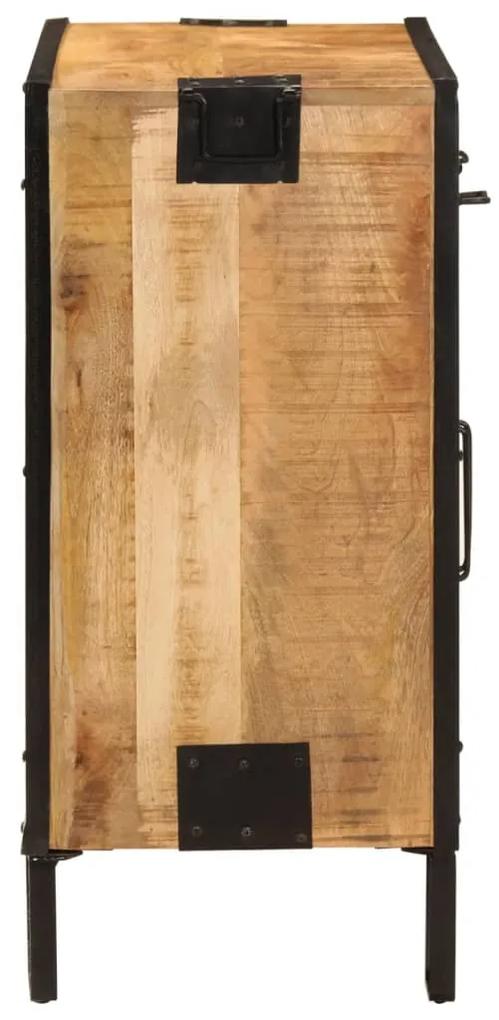 Credenza 80x31x66 cm in legno grezzo massello mango e metallo