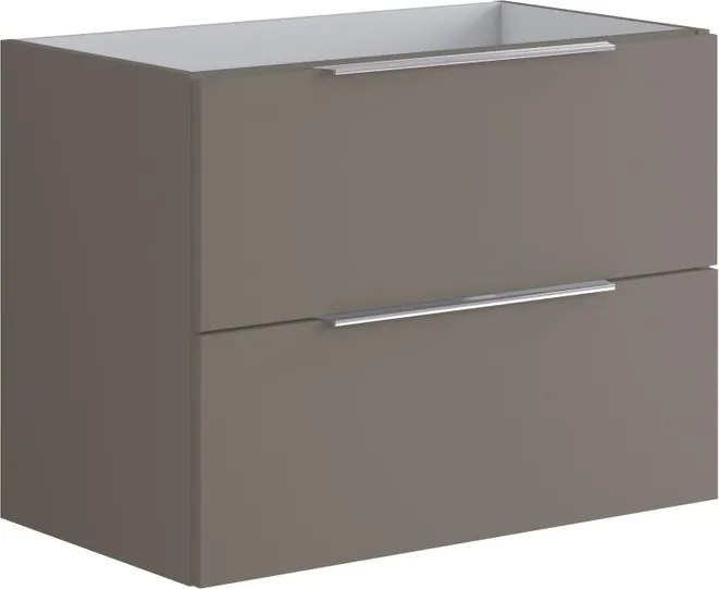 Mobile da bagno sospeso sotto lavabo L 79.5 x H 60 x P 45.5 cm grigio opaco, 2 cassetti Brera
