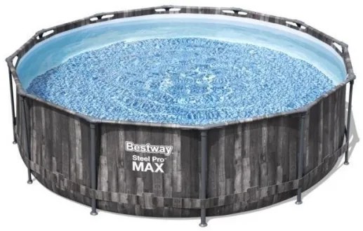 Piscina effetto legno Ø 366 x 100 cm Bestway rotonda con pompa 5614X