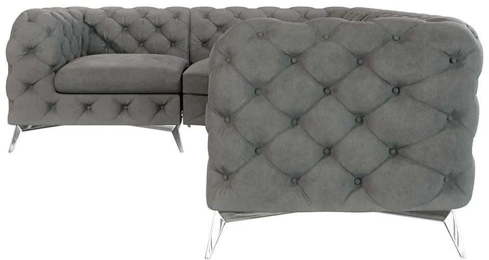 Divano angolare grigio (con penisola a sinistra/a L) con rivestimento in velluto Chelsea – Ropez