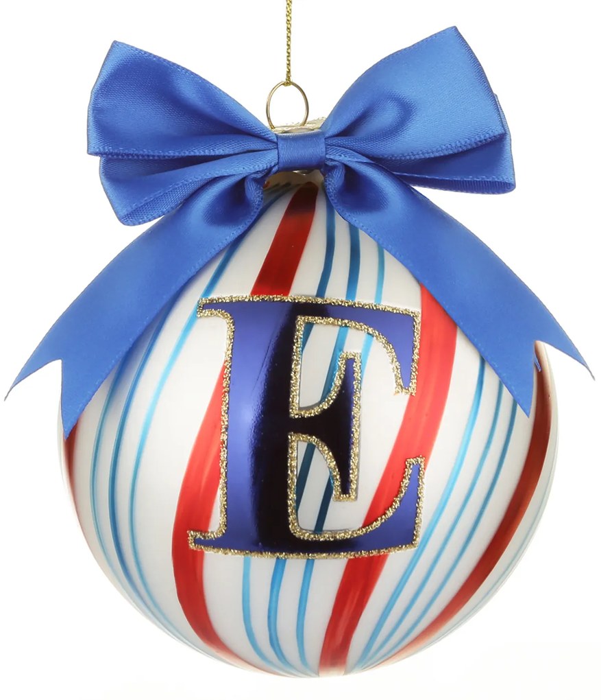 Pallina Natale con lettera E 10 cm Circus blu