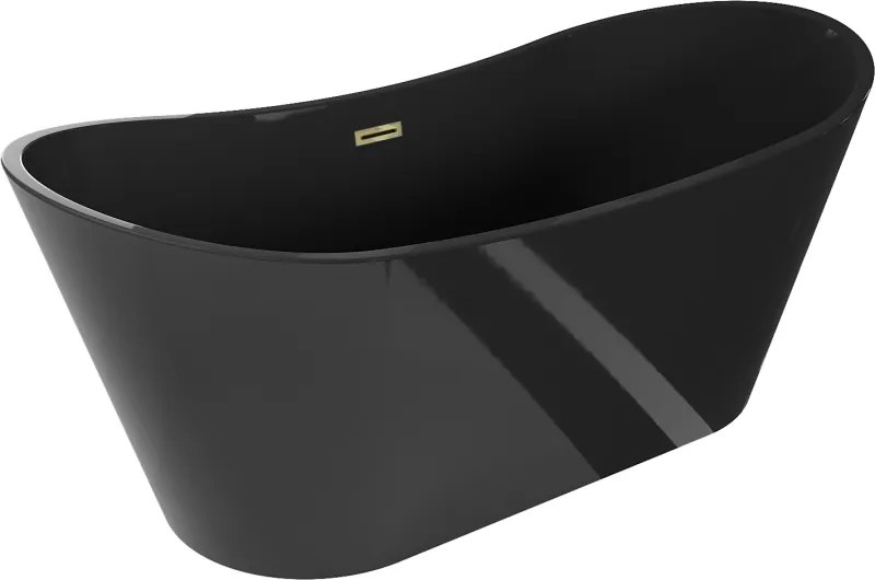 Mexen Montana vasca da bagno autoportante 170 x 80 cm, nera, troppopieno dorato - 52011708070-50