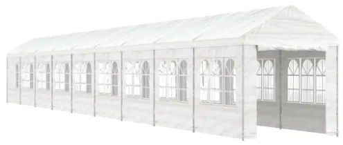 Gazebo con Tetto Bianco 20,07x2,28x2,69 m in Polietilene