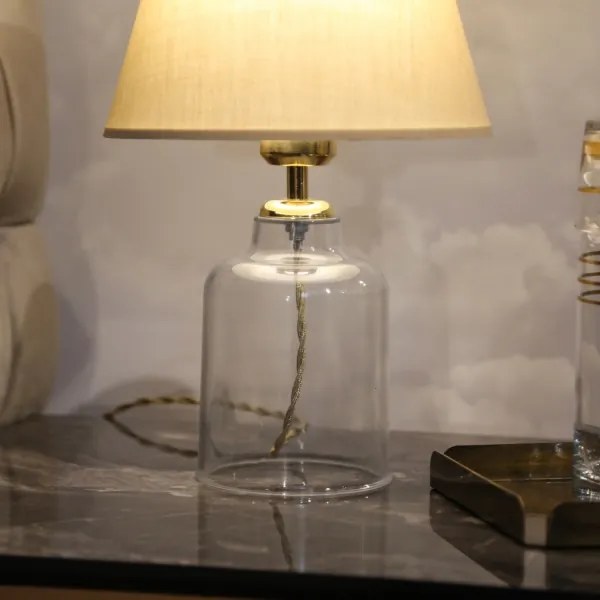 Lampada da tavolo AYD 1xE27/40W/230V beige/trasparente