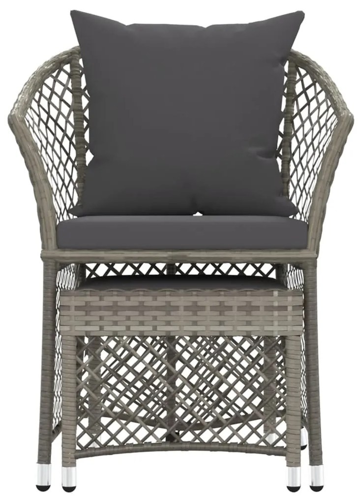 Set di divani da giardino 2 pz con cuscini in polyrattan grigio