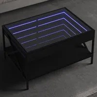 Tavolino da Salotto con LED Infinity Nero 70x50x38 cm 847702