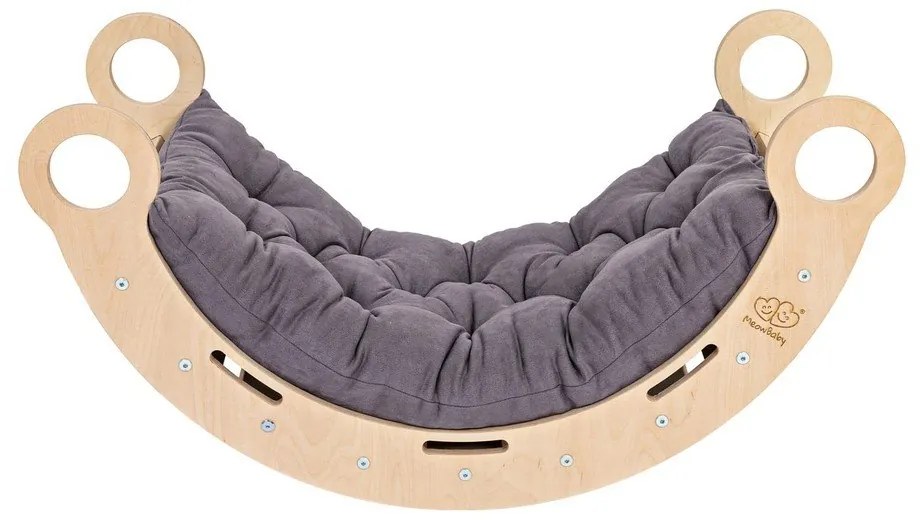 Arco a dondolo montessori grigio/di colore naturale in pino massiccio 39x75x38 cm Montessori – Meowbaby