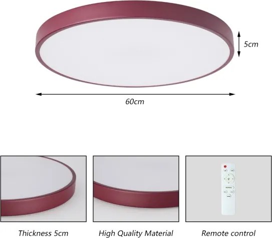 Brilagi-LED Dimmerabile lampada da soffitto POOL LED/60W/230V 3000-6000K 60 cm bordeaux+telecomando