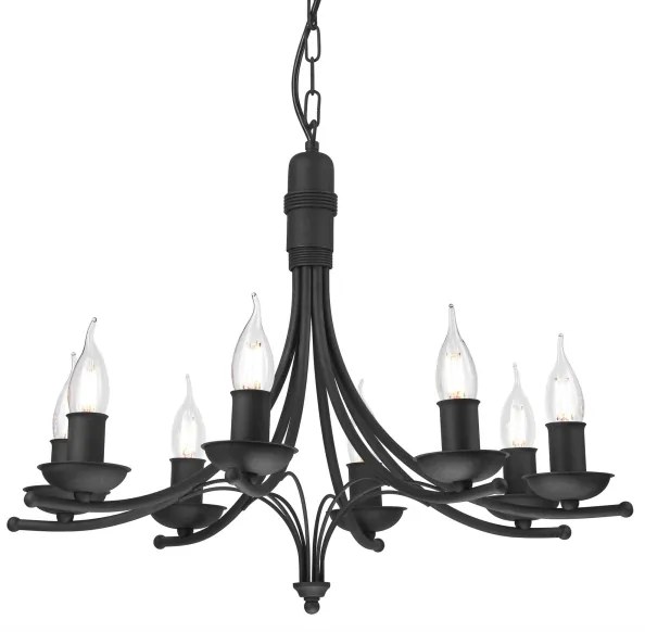 Lampadario a sospensione con catena LUCY 8xE14/60W/230V nero