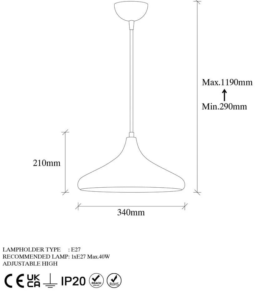 Lampada a sospensione in nero e rame con paralume in metallo ø 34 cm Barek - Opviq lights
