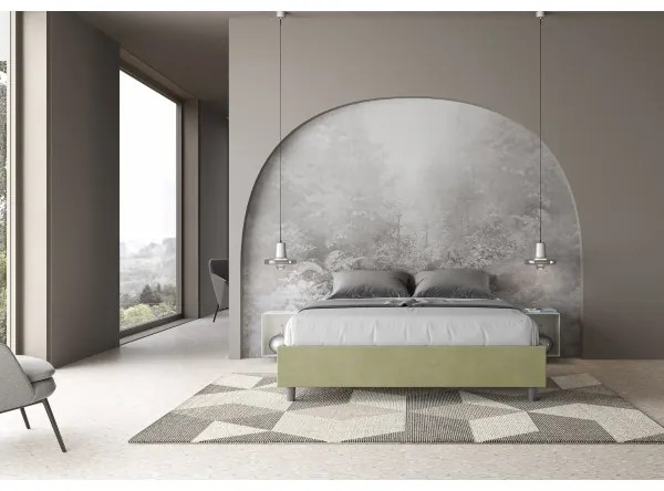Letto contenitore da 160x190 in microfibra tč verde Azelia