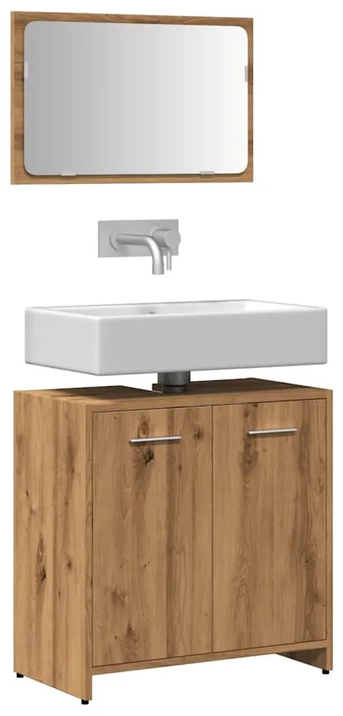 Mobile Da Bagno Con Specchio Rovere Artigianale Truciolato /