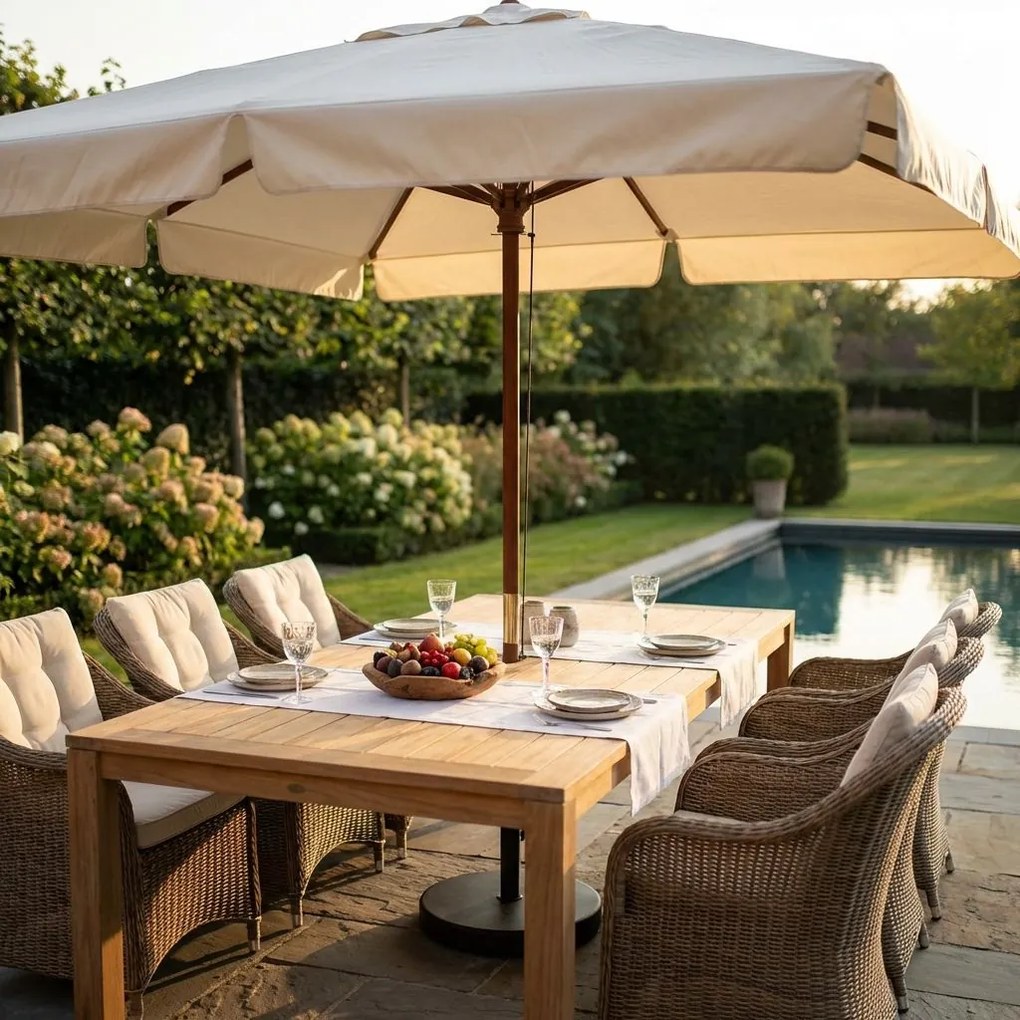 DOMINUS - ombrellone da giardino palo centrale in legno 3 x 3 m