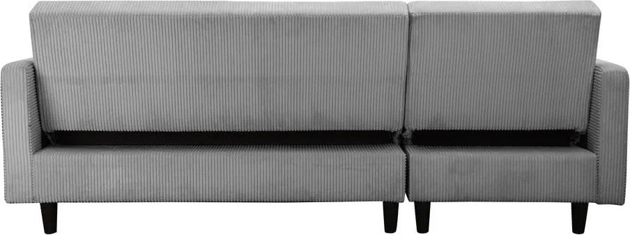 Divano letto angolare in velluto a coste grigio chiaro Hartford - Støraa