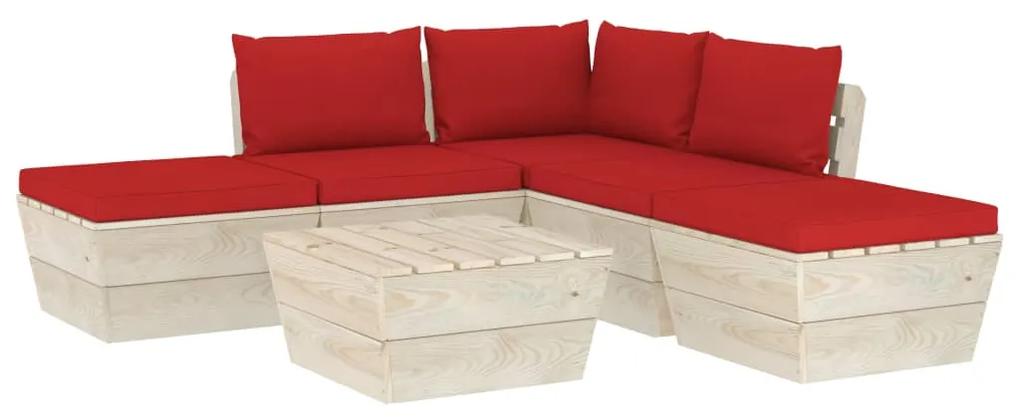 Set divani da giardino su pallet 6 pz con cuscini legno abete