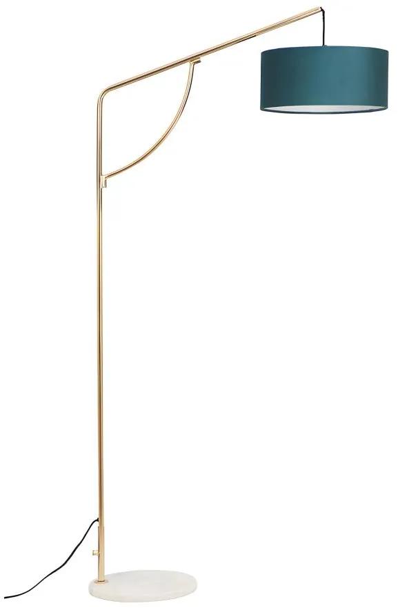 Lampada arco stile art déco ottone e marmo H. 164 cm Velluto Verde Petrolio - NOUR