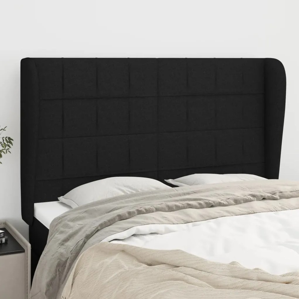 Testiera Ad Orecchio Nera 147 X 23 X 118/128 Cm İn Tessuto /