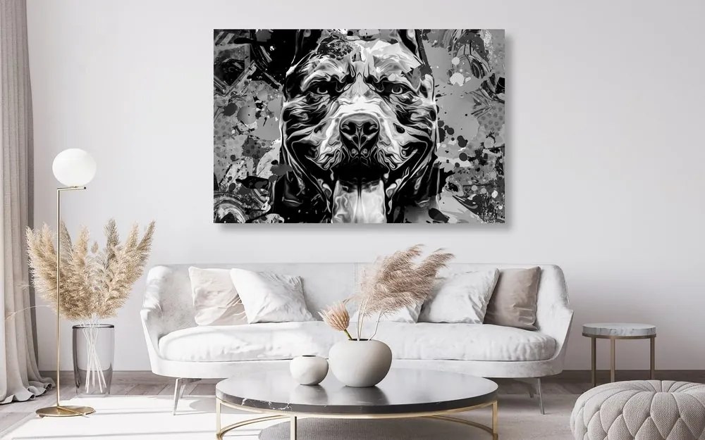 Quadro su tela – Illustrazione di cane in bianco e nero