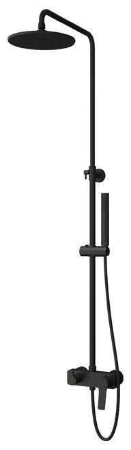 New line colonna doccia telescopica con soffione abs 20 cm miscelatore 2 uscite e doccetta con flessibile 150 cm nero opaco