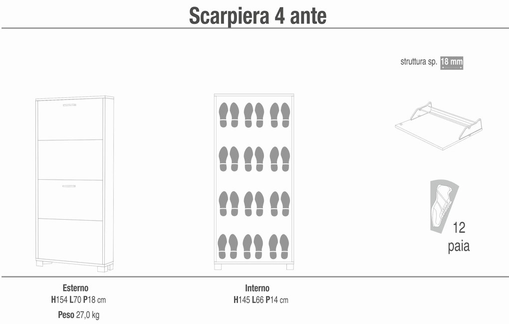 BEA - scarpiera a 4 ante