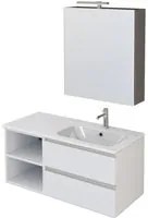 Mobile Bagno Sospeso 100 cm Lavabo e Specchio Bonussi Fenice Bianco Opaco