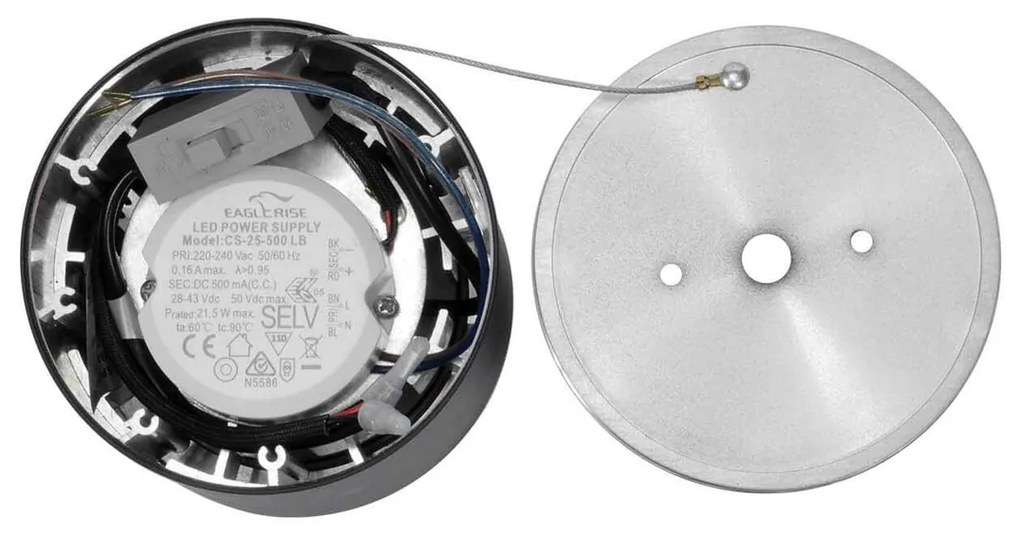 Applique da soffitto 20W Nera CCT Bianco Variabile Angolo 24°/38° Bridgelux LED