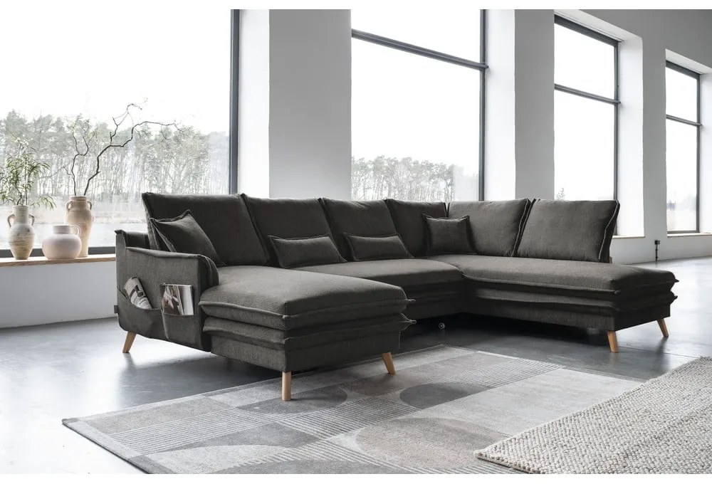 Divano letto angolare grigio scuro (angolo destro a forma di U) Charming Charlie - Miuform