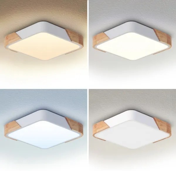 Brilagi - Plafoniera LED dimmerabile PILANA LED/48W/230V rovere/bianco 42x42 cm + telecomando