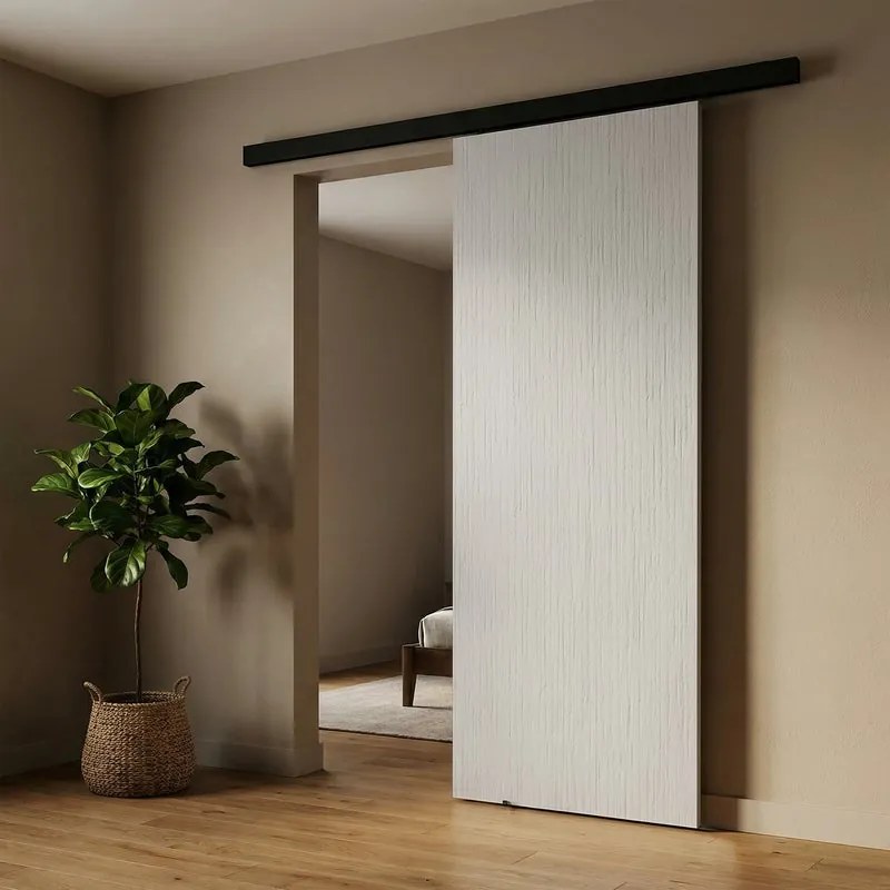 Porta scorrevole reversibile Renoir in mdf bianco, L 92.5 x H 211.5 cm, con binario Meli