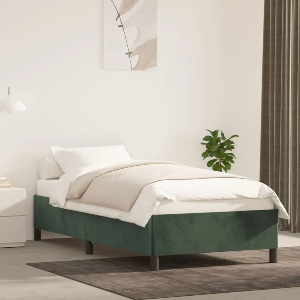 Giroletto Senza Materasso Verde Scuro 100x200 Cm İn Velluto /