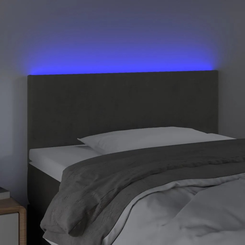 Testiera a led grigio scuro 100x5x78/88 cm in velluto