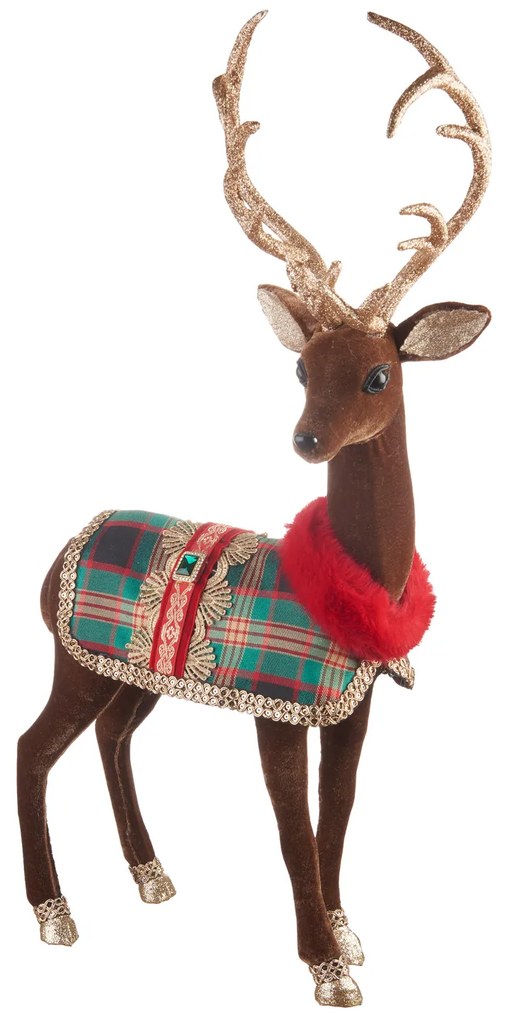 L'ocanera renna in velluto ""Scottish Xmas" h 57 cm