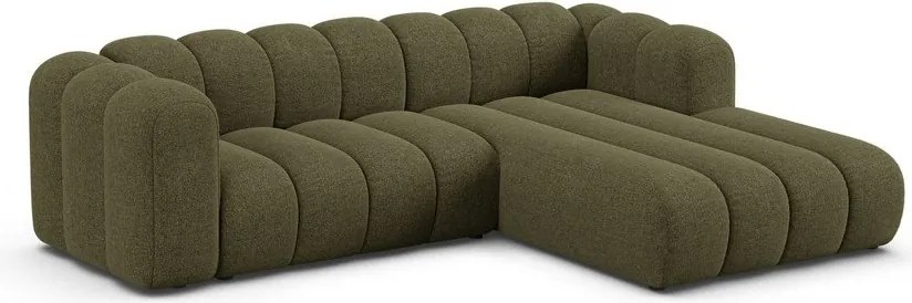 Divano angolare verde (con penisola a destra/con chaise lounge) con rivestimento in ciniglia Lupine – Micadoni