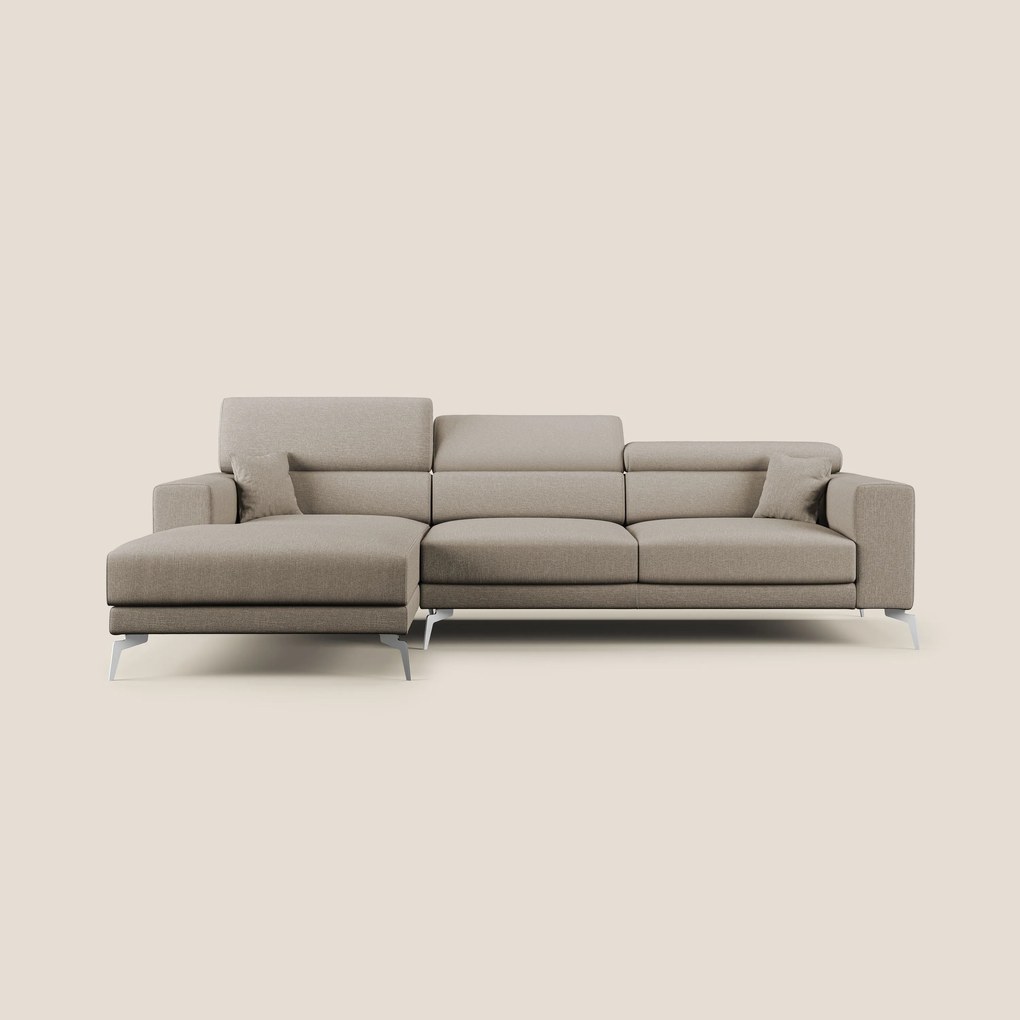Blade Divano moderno angolare con poggiatesta reclinabili in tessuto impermeabile simil-cotone T13