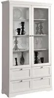 Vetrina 2 porte in legno shabby bianco opaco l.100 p.40 h.190