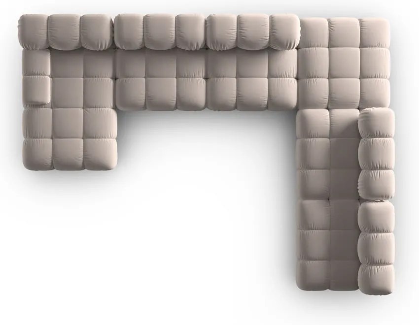 Divano angolare componibile in marrone chiaro (con penisola a destra/a U) con rivestimento in velluto Bellis – Micadoni